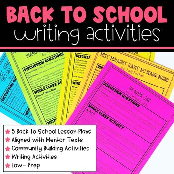 Preview of Back to School Writing Lesson Plans and Activities