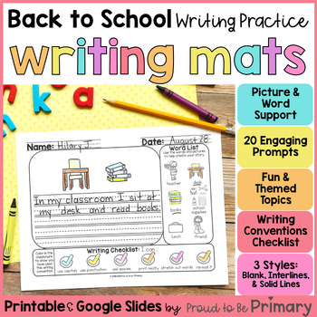Preview of Back to School Daily Writing Prompts & Writing Center Journal Activities