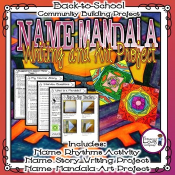 Preview of Back to School Writing and Art Project - Name Mandalas