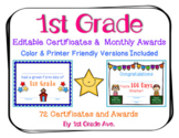 End of the Year Certificates & First Grade Awards for the 