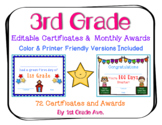 End of the Year Certificates & Third Grade Awards for the 