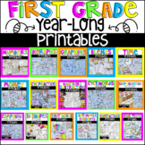 Year Long First Grade Math and Literacy Worksheets and Pri