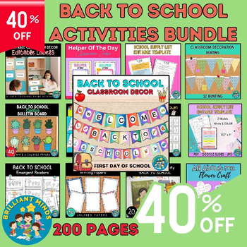 Back to School BUNDLE: Classroom Decorations, Crafts, Bulletin Board