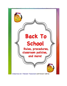 Preview of Back to School classroom rules and procedures packet