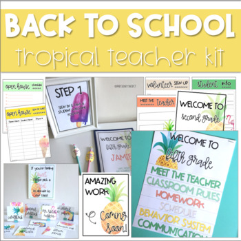 Preview of Meet the Teacher *TROPICAL* Back to School Kit