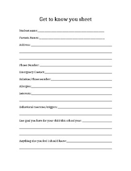 Preview of Back to School information sheet