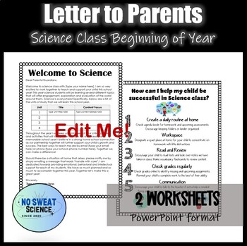 Preview of Back to School Letter to Parents and Families Template Worksheet EDITABLE