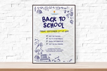 Preview of Back to School or Open House Event Flyer Template for Schools