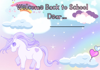 Preview of Back to School - theme Unicorn