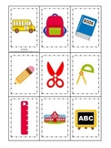 Back to School themed Memory Matching preschool learning game.