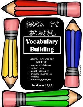 Preview of Back to School vocabulary building