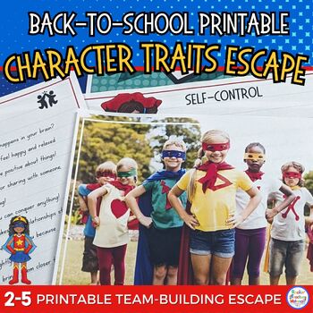 Preview of Back to School with Character Traits PRINTABLE-Escape Room Game