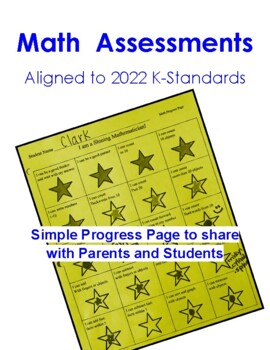 Preview of Back to School (yearlong) Math Assessments aligned to K- Standards