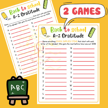 Preview of Back to school A-Z Gratitude Word race game Alphabet ABC activities middle high