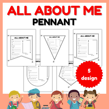 Preview of Back to school : All About Me Pennant l kindergarten morning work activity