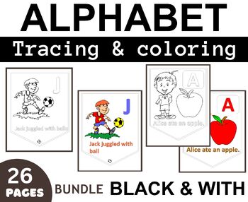 Preview of Alphabet stories a to z (comprehension stories for emergent coloring and writers
