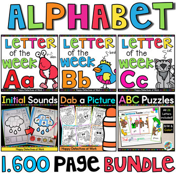 Preview of Back to school | Alphabet Letter of the week A-Z | Initial Sounds Mega Bundle