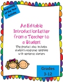 Back to school. An Editable Introduction letter from a Tea