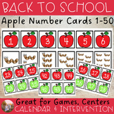 Back-to-school Apple Numbers 1 - 50 Cards for Centers - Ga
