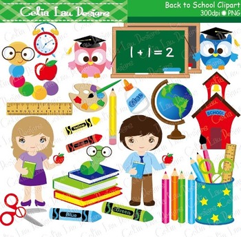 Back To School Clipart And Background Paper Set By Celia Lau Designs