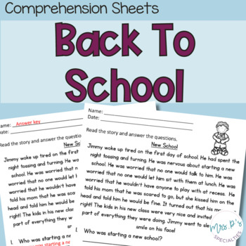 Preview of Back To School Reading Comprehension Pack - Digital Versions Included