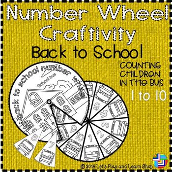 Preview of Back to school – Counting children in the bus, Number Wheel Craftivity