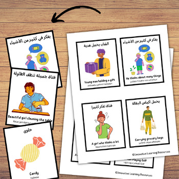 Preview of Back to school ESL Arabic to English Translation Words Flash Cards: Arabic Learn