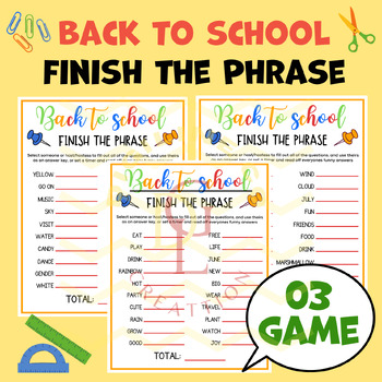Preview of Back to school Finish the Phrase social studies writing activity early finishers
