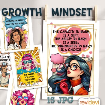 Preview of Back to school Growth Mindset Posters for Middle and High school. Pop art
