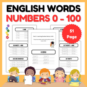 Preview of Back to school : Kindergarten English word Tracing and Writing for number 0-100