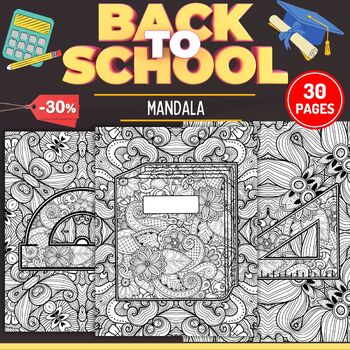 Preview of Back to school Mandala Coloring Pages Sheets - Fun August September Activities