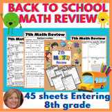 Back to school Math Review Activities Entering 8th grade /