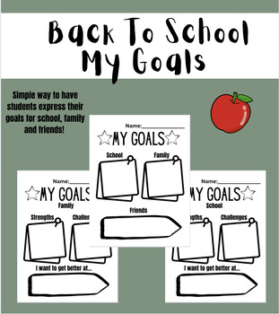 Back to school- My Goals by MrsMoesLittleLearners | TPT