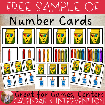 Preview of Back-to-school Number Cards for Centers - Games - Calendar - Intervention SAMPLE