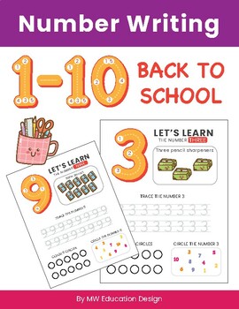Preview of Back to school: Number Tracing 1-10 - Number Writing Practice