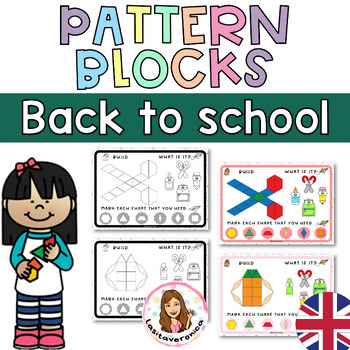 Preview of Back to school Pattern Blocks. Math centers. August. September