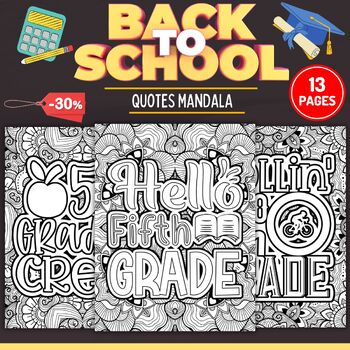 Preview of Back to school Quotes Mandala Coloring Pages FOR 5TH FIFTH GRADE