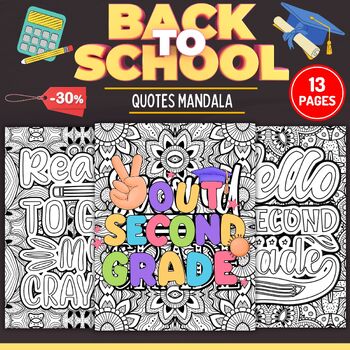 Preview of Back to school Quotes Mandala Coloring Pages  FOR SECOND GRADE August Activities