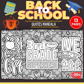 Preview of Back to school Quotes Mandala Coloring Pages  FOR THIRD GRADE -August Activities