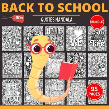 Preview of Back to school Quotes Mandala Coloring Pages Sheets - Fun August Activities