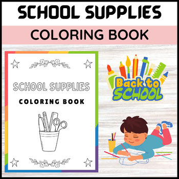 Preview of Back to school School Supplies Coloring Pages Book