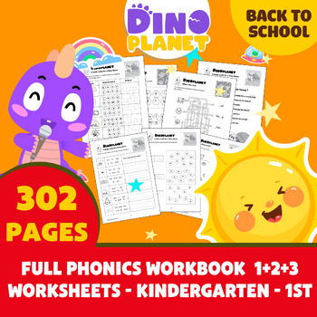 Preview of Back to school | Summer Phonics Workbook Bundle 1 + 2 + 3 for Kindergarten