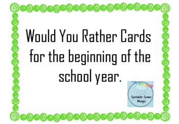 Preview of Back to school - Would Your Rather Game cards