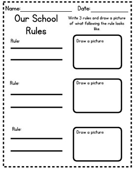 Back to school -Write and Draw Rules {Classroom/Swpbs} by The Sparkly Apple