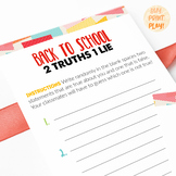 Back to school activity | 2 Truths and a Lie | First day o