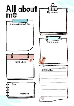 Back to school activity, All about me worksheet All About Me Questions ...
