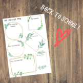 Back to school activity, getting to know you worksheet, fi