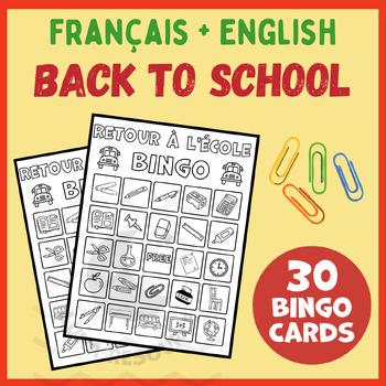 Preview of Back to school bingo game craft FRENCH Retour à l'école centersactivities 2nd