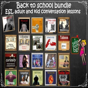 Preview of Back to school bundle - ESL adult conversation and business English lessons