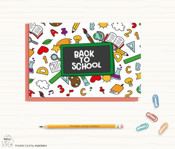 Preview of Back to school card- First day of school card -printable card- Instant download